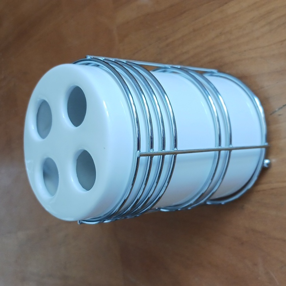 White chrome toothbrush holder